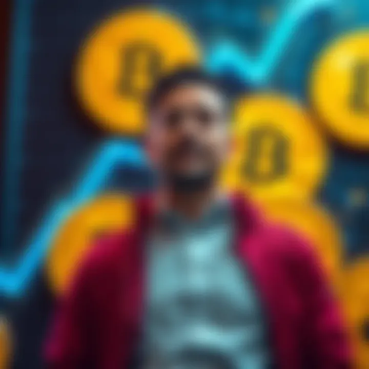 Michael Saylor standing in front of Bitcoin symbols, representing his $60 billion investment decision.