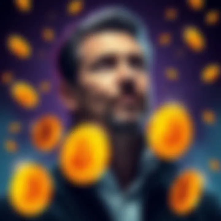 Michael Saylor Bitcoin Strategy Michael Saylor with Bitcoin symbols and dollar signs representing his $21 billion strategy