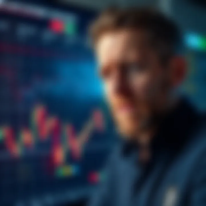 Michael Saylor looking concerned as cryptocurrency charts display a downward trend