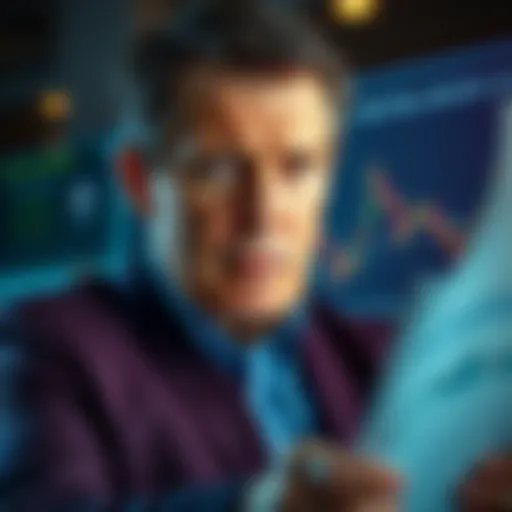 Michael Saylor looking worried as he reviews financial charts showing significant losses