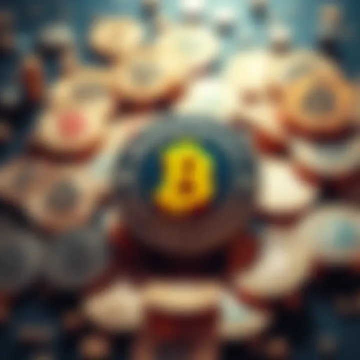 MicroStrategy logo surrounded by Bitcoin symbols to represent its major holdings