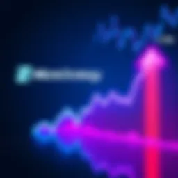 Microstrategy logo next to a downward trending graph showing a significant drop in market capitalization after BTC sale