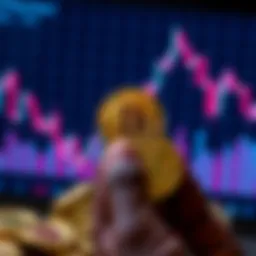 A person holding Bitcoin coins with a chart showing a $62k price point in the background.