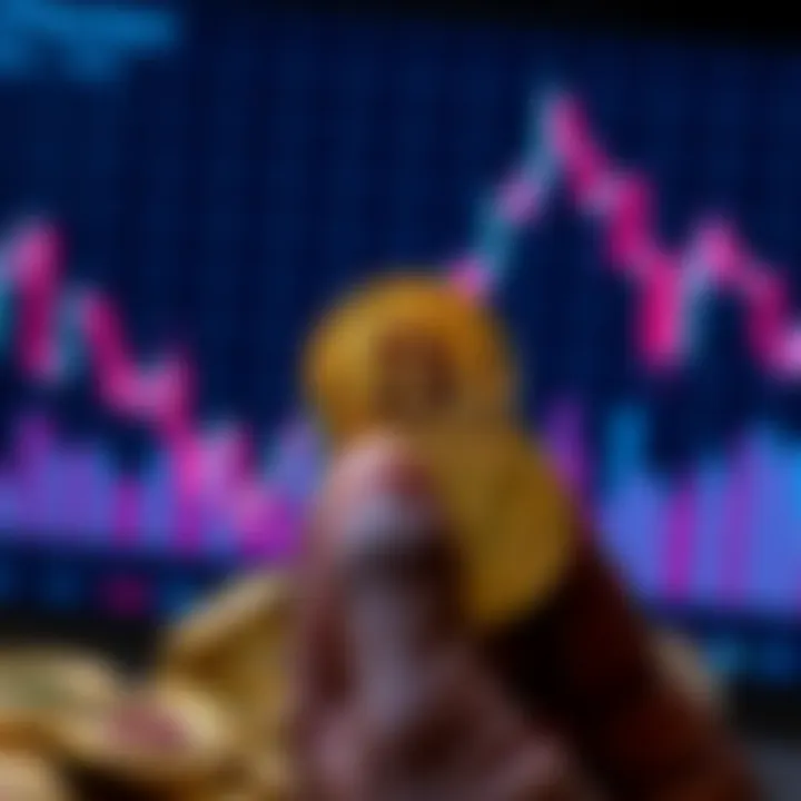 A person holding Bitcoin coins with a chart showing a $62k price point in the background.