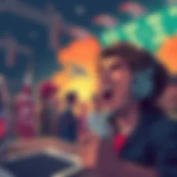 Illustration showing a person celebrating while looking at military strike predictions on a betting platform, with a symbolic link to Donald Trump's son.