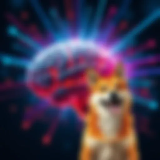 A visual representation showing a human brain with vibrant energy lines radiating from it, alongside a popular Doge meme image, illustrating the connection between mindset and perception.