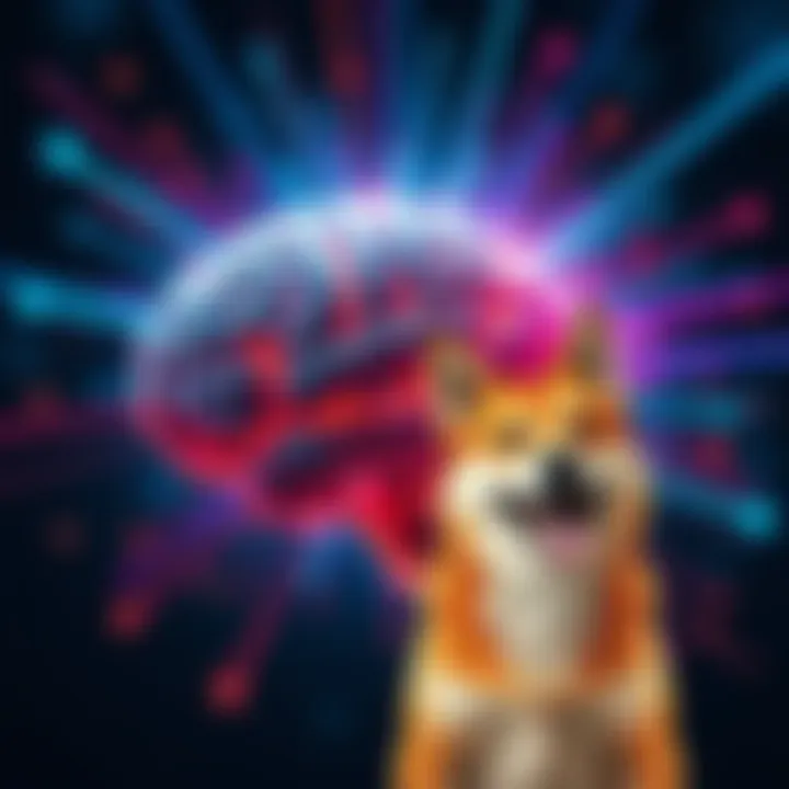 A visual representation showing a human brain with vibrant energy lines radiating from it, alongside a popular Doge meme image, illustrating the connection between mindset and perception.