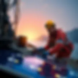 A miner setting up solar panels for Lucky Miner Level 7, showcasing a modern mining setup with green energy.
