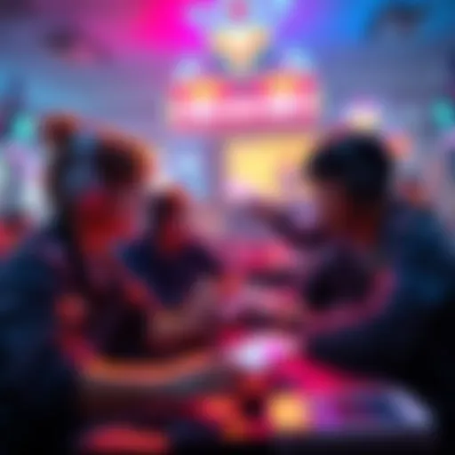 Minigame Competition A scene showing players engaged in a minigame on devices, highlighting the competition and strategy involved.