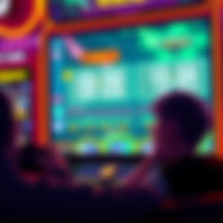 Minigame Duration Variations A gamer looking at a screen with fluctuating minigame duration times, showing confusion and curiosity.