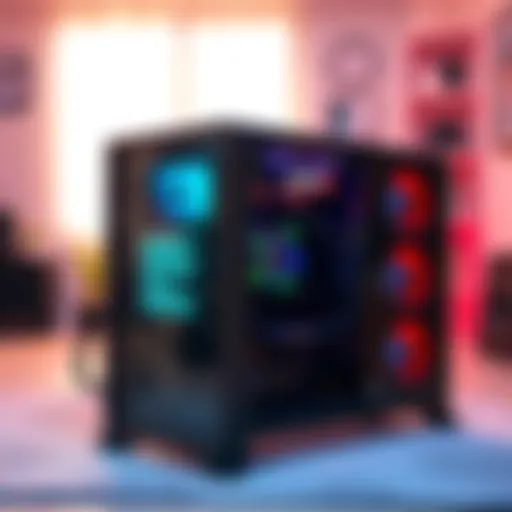 Mining Computer Setup A custom-built mining computer with dual AMD EPYC servers and a touchscreen interface, displayed in a home environment.