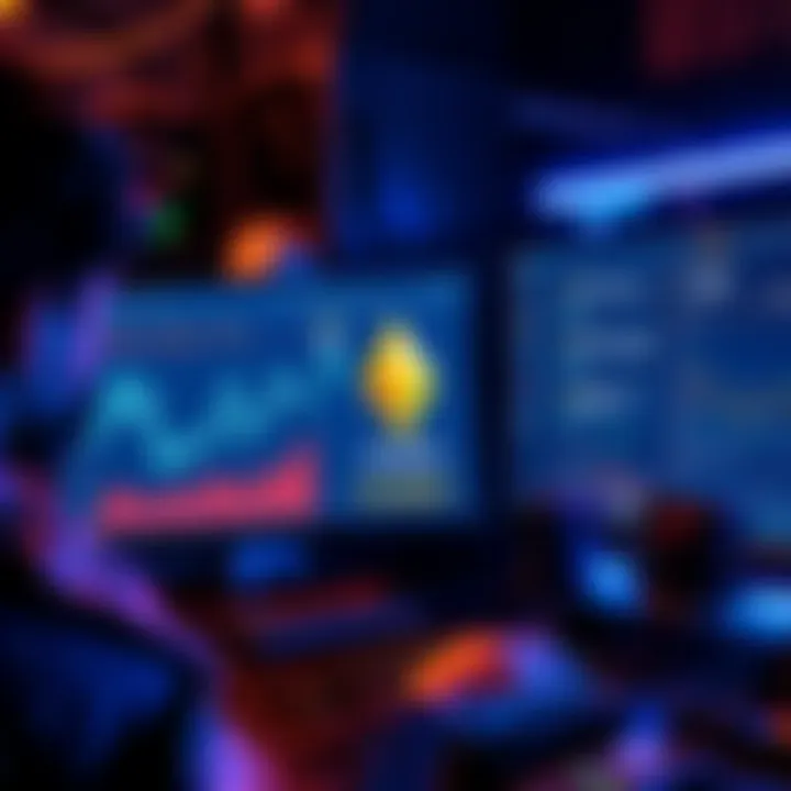 A person mining Monero on a computer, showcasing mining equipment and a digital currency dashboard.