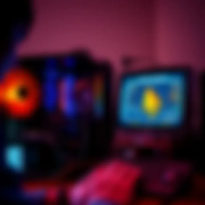 A person mining Monero cryptocurrency using a simple computer setup with low-end hardware, showing computer components and a mining screen.