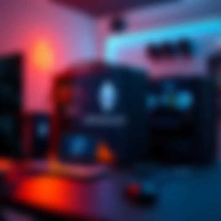 A computer setup with mining rigs and cryptocurrency graphics, highlighting Solana and Ethereum logos