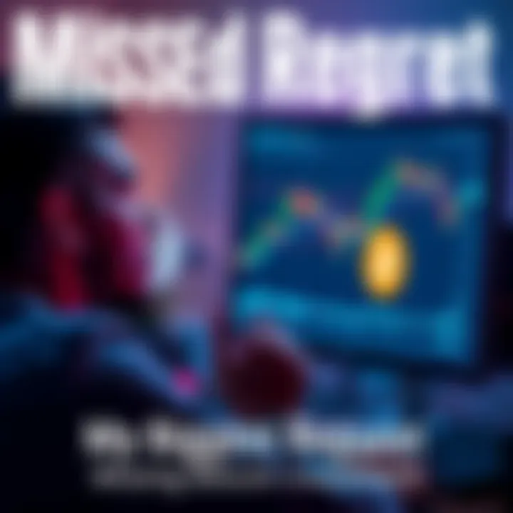 A person looking at a computer screen showing Bitcoin charts with a thoughtful expression, symbolizing regret over not investing earlier.