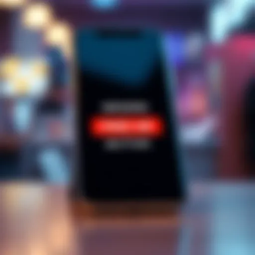 A smartphone screen showing a missing button for claiming free benefits in an app after an update