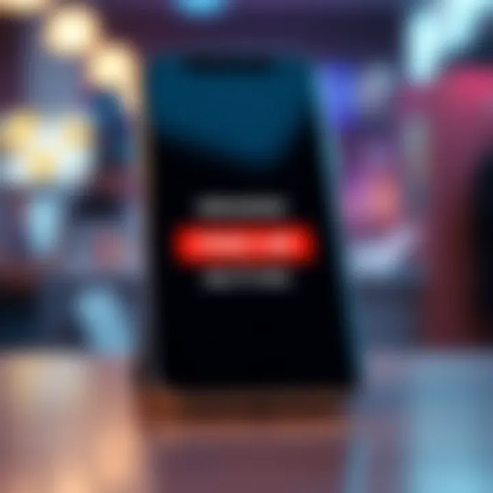 A smartphone screen showing a missing button for claiming free benefits in an app after an update