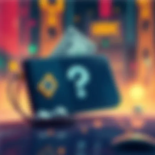 Illustration showing a missing USDC transaction with a digital wallet and a question mark