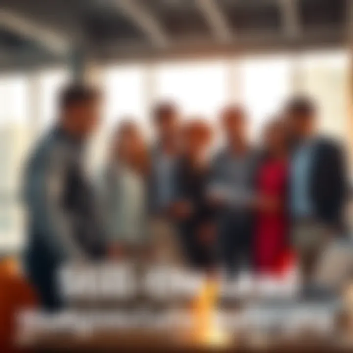 Modern Leadership Strategies A diverse group of leaders discussing strategies in a bright office environment, showcasing teamwork and collaboration.