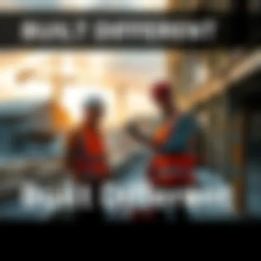 Modern Construction Techniques Construction workers using innovative materials and technology on a building site
