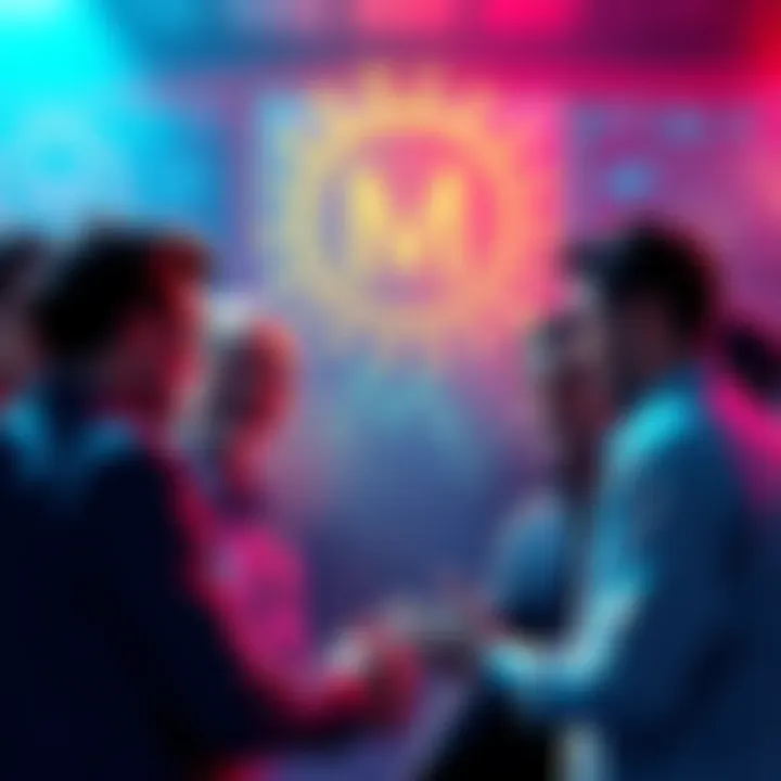 Monad Coin Launch People discussing the launch of Monad coin with excitement and questions about its potential