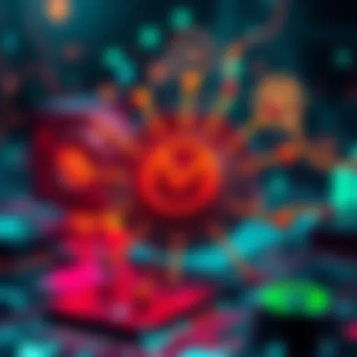 A graphic showing Monad, depicting its high TPS and centralized control with tech icons in the background.