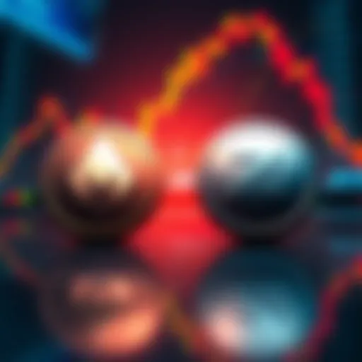 Visual comparison of Monero and Zcash logos with a background showing stock market charts.