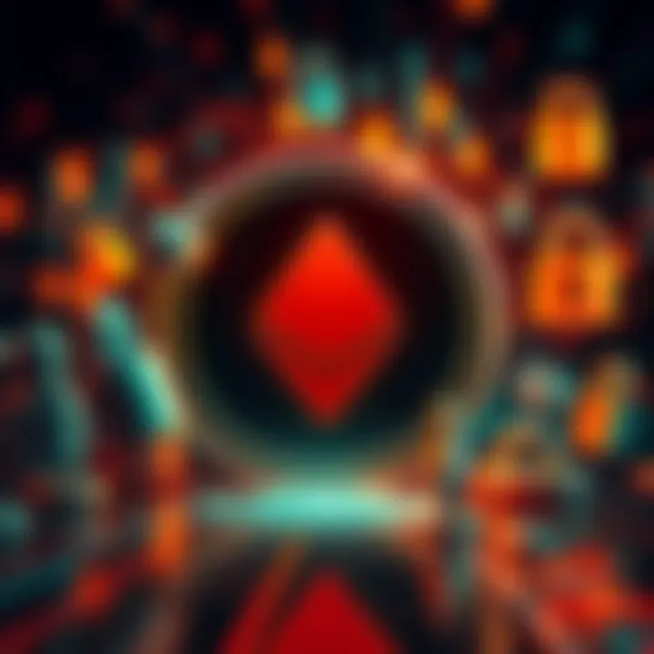 A digital representation of Monero symbol with secure locks and financial icons, showcasing privacy in cryptocurrency transactions.