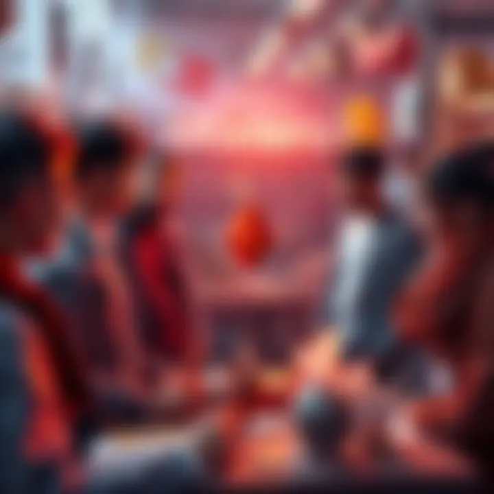 A community gathering showing people discussing Monero with products and listings around them