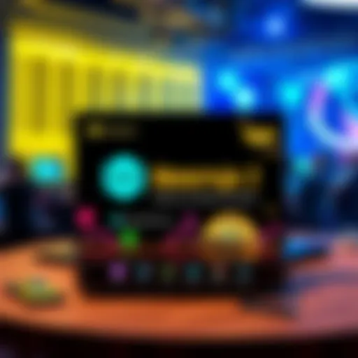 A colorful display showcasing the Monerujo 2 MoneroTopia test edition with features like PocketChange and MXN wallet options.