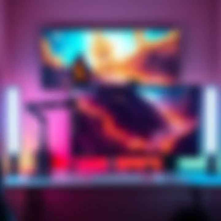 A setup featuring a 4K OLED monitor and a 540Hz FPS monitor on adjustable monitor arms, showcasing an organized gaming space.