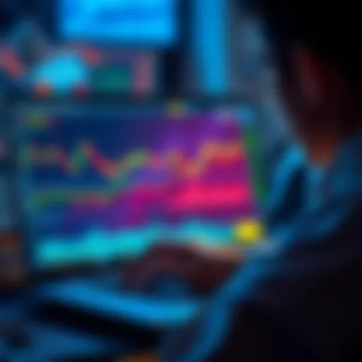 A person viewing cryptocurrency charts on a laptop, focused on their DeFi investments, with alert notifications on the screen.