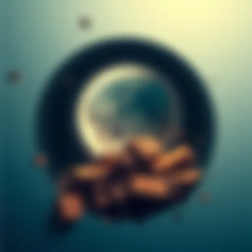 Illustration showing the moon's formation process with a planet and debris