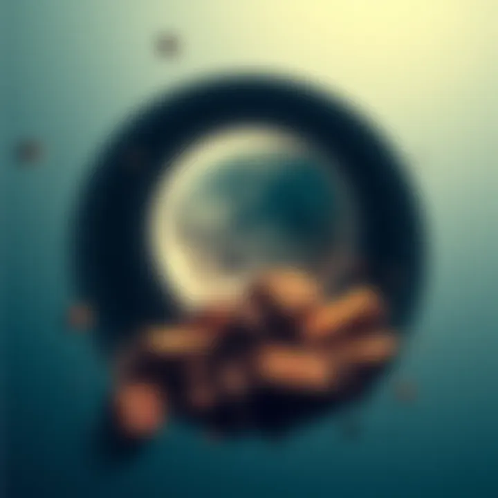 Illustration showing the moon's formation process with a planet and debris