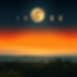 Moon Phases Over a Landscape Different phases of the moon shining over a serene landscape, illustrating the moon's influence on nature and culture.