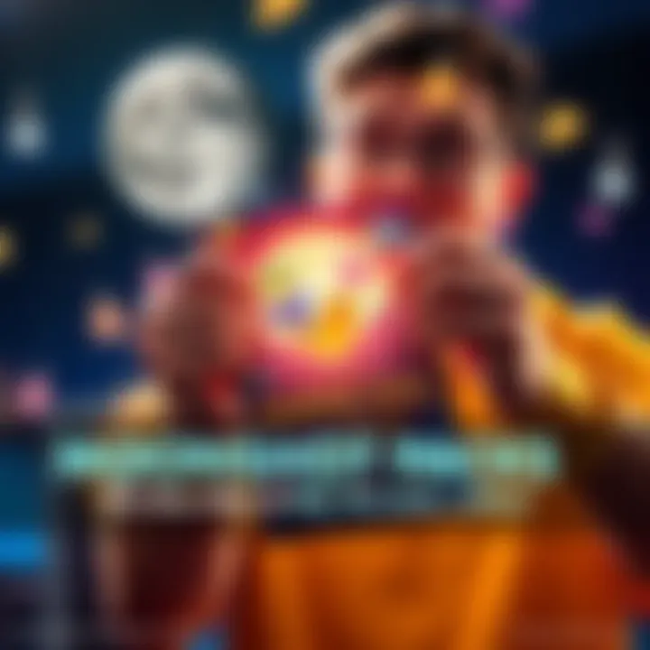 A person excitedly ripping open a colorful Moonshot Pack to reveal unique collectibles inside