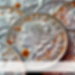 A close-up view of Morgan silver dollars showing signs of wear and possible cleaning, with a focus on their grading classification.