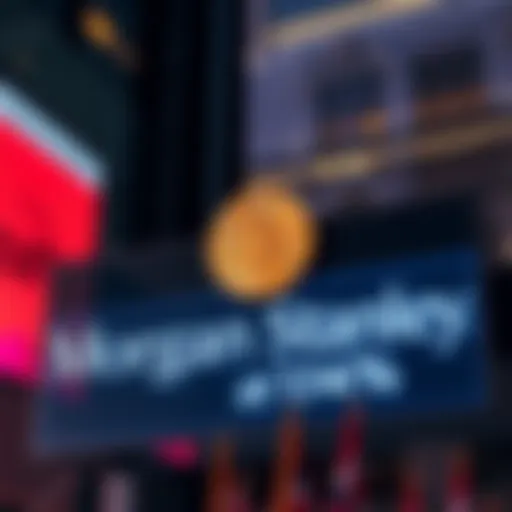 Morgan Stanley logo with a graphic showing a reduced Bitcoin ETF fee, highlighting competitive market positioning against BlackRock.