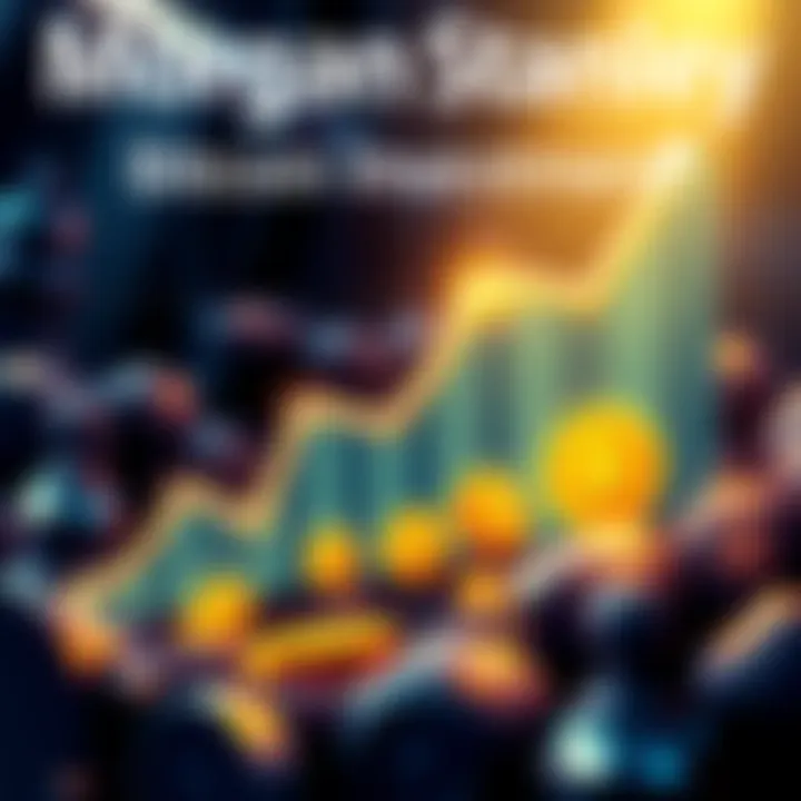 Illustration of Morgan Stanley's Bitcoin investment growth, showing a rising graph and Bitcoin symbols