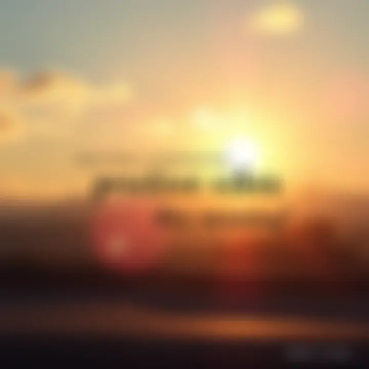 A bright sunrise with a cheerful message about good vibes and excitement for the day