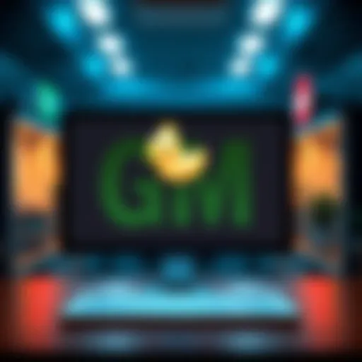 A digital greeting card displaying the text 'GM' with a chick emoji, symbolizing a warm morning welcome in online communities.