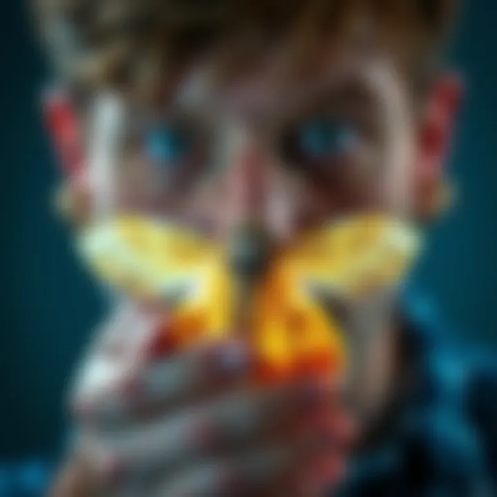 A person holding a newly emerged moth, expressing curiosity about its gender with a look of eagerness and excitement.