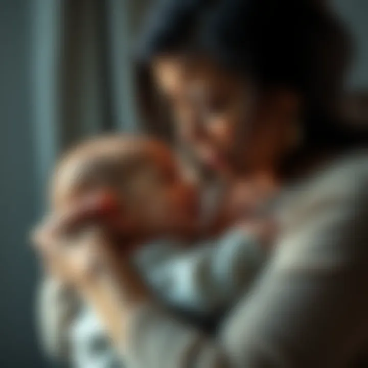 Mother Holding a Baby A heartbroken mother holding her baby boy close, showing deep sorrow in her expression as she remembers him.