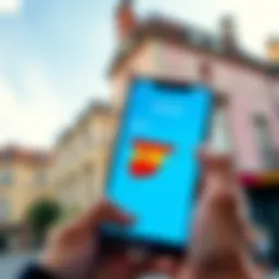 Moving to Spain with Revolut Person holding a smartphone showing the Revolut app with a map of Spain in the background