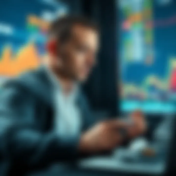 A trader looking at cryptocurrency market graphs with a focus on Solana and penny stocks.