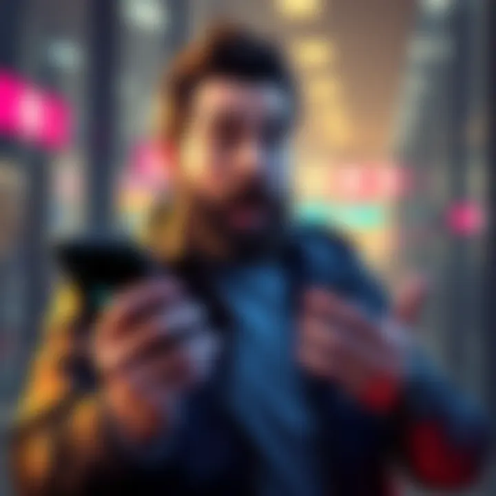 MrBeast holding a smartphone with a banking app interface on screen, looking excited about potential cryptocurrency services