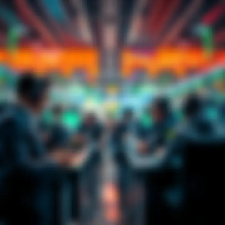 Traders using multiple decentralized exchanges for transactions, showcasing active market movement and collaboration.