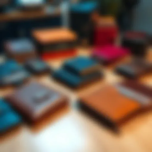 A variety of wallets arranged on a table, showcasing different styles and colors, representing wallet management.