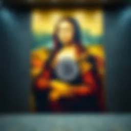 Naked Mona Lisa Mural with Bitcoin QR Code A colorful mural of the Naked Mona Lisa featuring a Bitcoin QR code underneath the Louvre in Paris