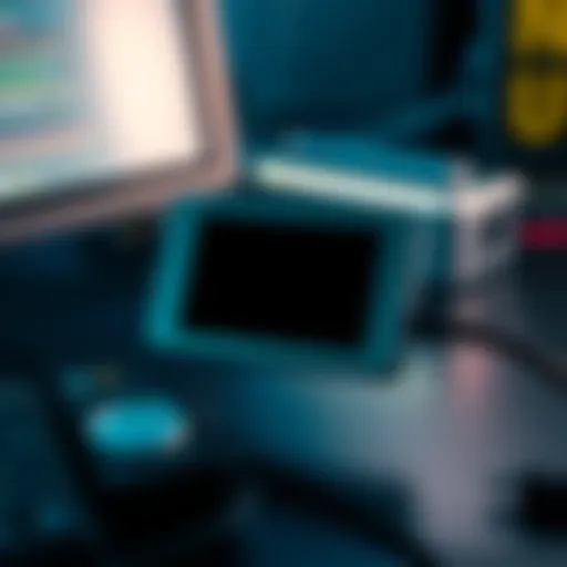 A Nano S Ledger device connected to a computer with a cable, showing a blank screen, indicating it is unresponsive.